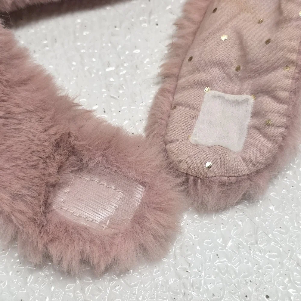 Zara Cozy Chic Toddler Girls Cotton Lined Baby Pink Soft Fluffy Bear Ears Hat